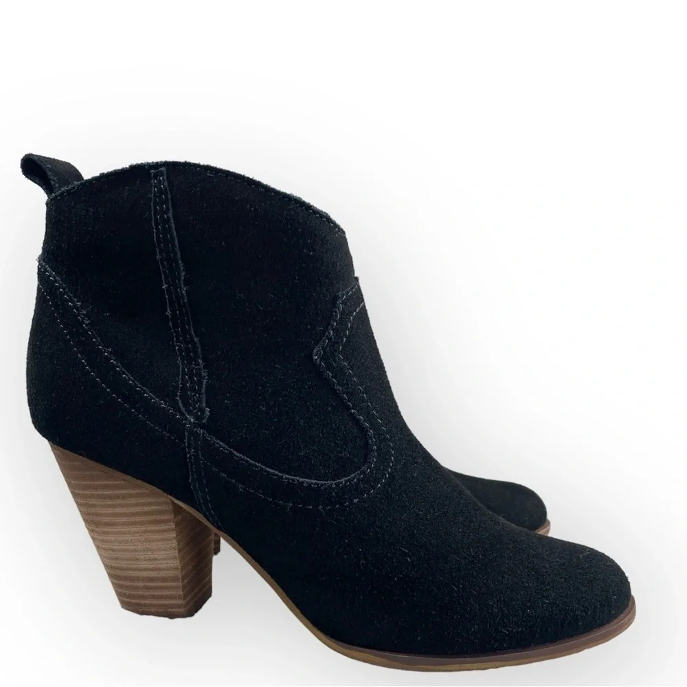 Steve Madden Bootie Tobii Suede Leather Upper Ankle Boots Womens 7.5 M Black‎